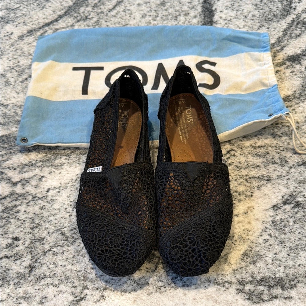 TOMS Women's Black Crochet Shoes